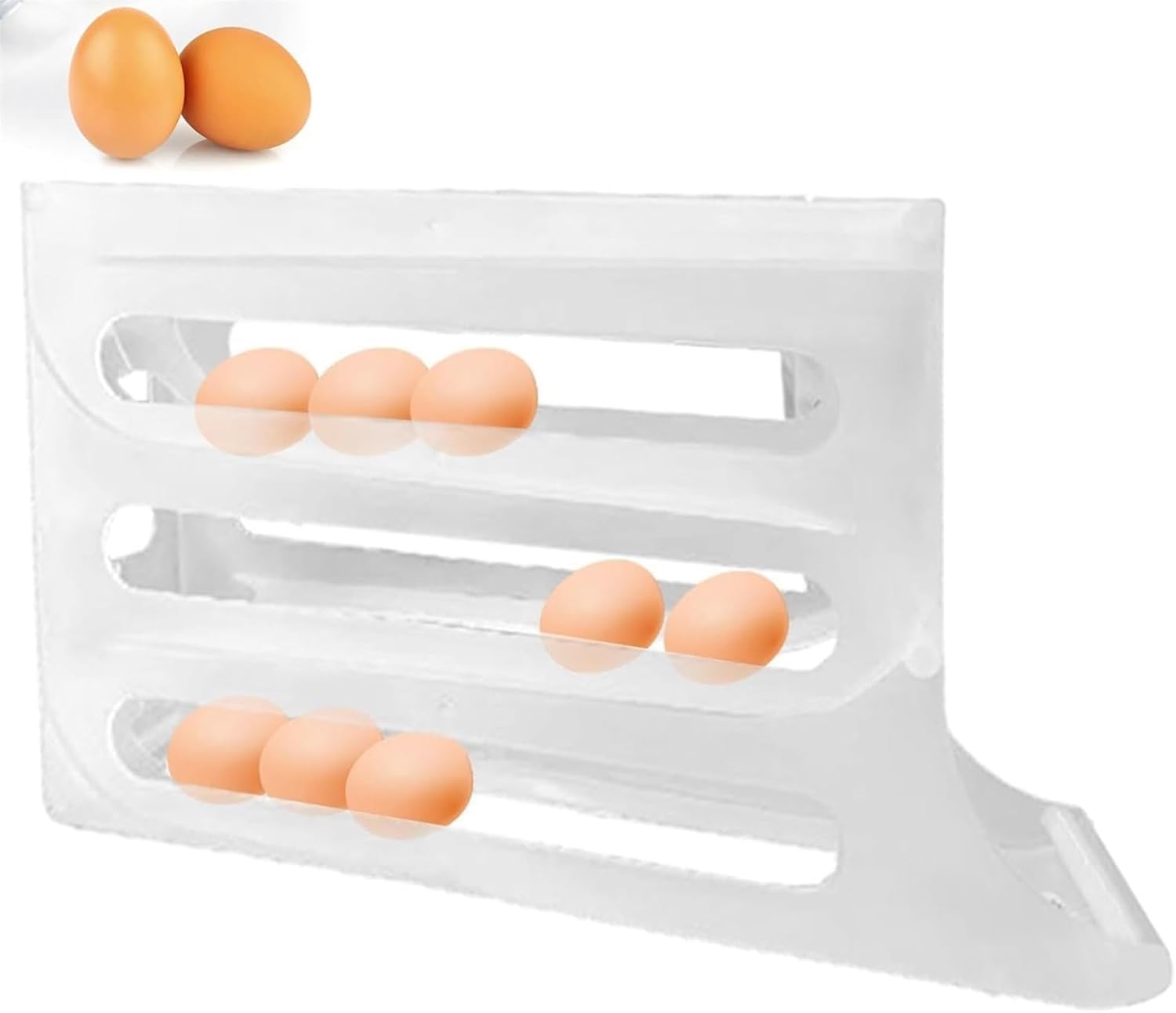 Soporte De Huevo De 4 Niveles para Nevera, Organizador De Huevos De Nevera Auto Rollig, Soporte De Huevo De Nevera para Nevera Kitche Coutertop Cabiet, Natural