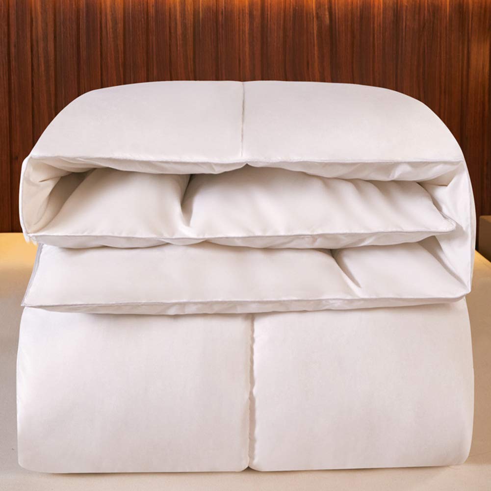 Winterbettdecke King Size Weiße Gänsedaunenbettdecke, Sommer Extra Leichte Dünne Gänsedaunenfeder Steppdecke mit Bezug aus 100% Baumwolle, 6 Schmusedecken (Weiß 200 * 230cm 4kg)