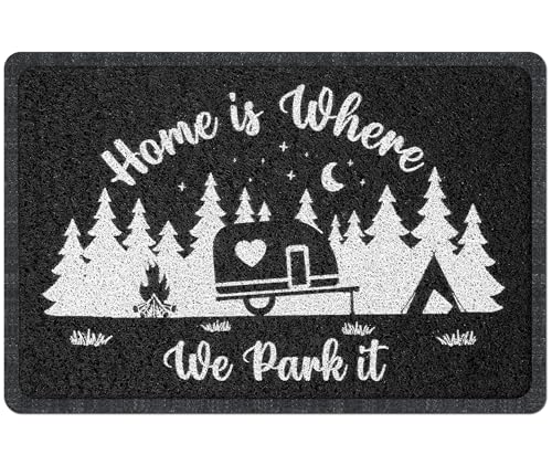 Reallnaive Camper RV Door Mat Entryway Rugs Welcome to Our Camping Door Mat for Non Slip Decorative Doormat for Indoor Outdoor Front Entrance Rubber Back Welcome Rugs(16x24 Park Style)