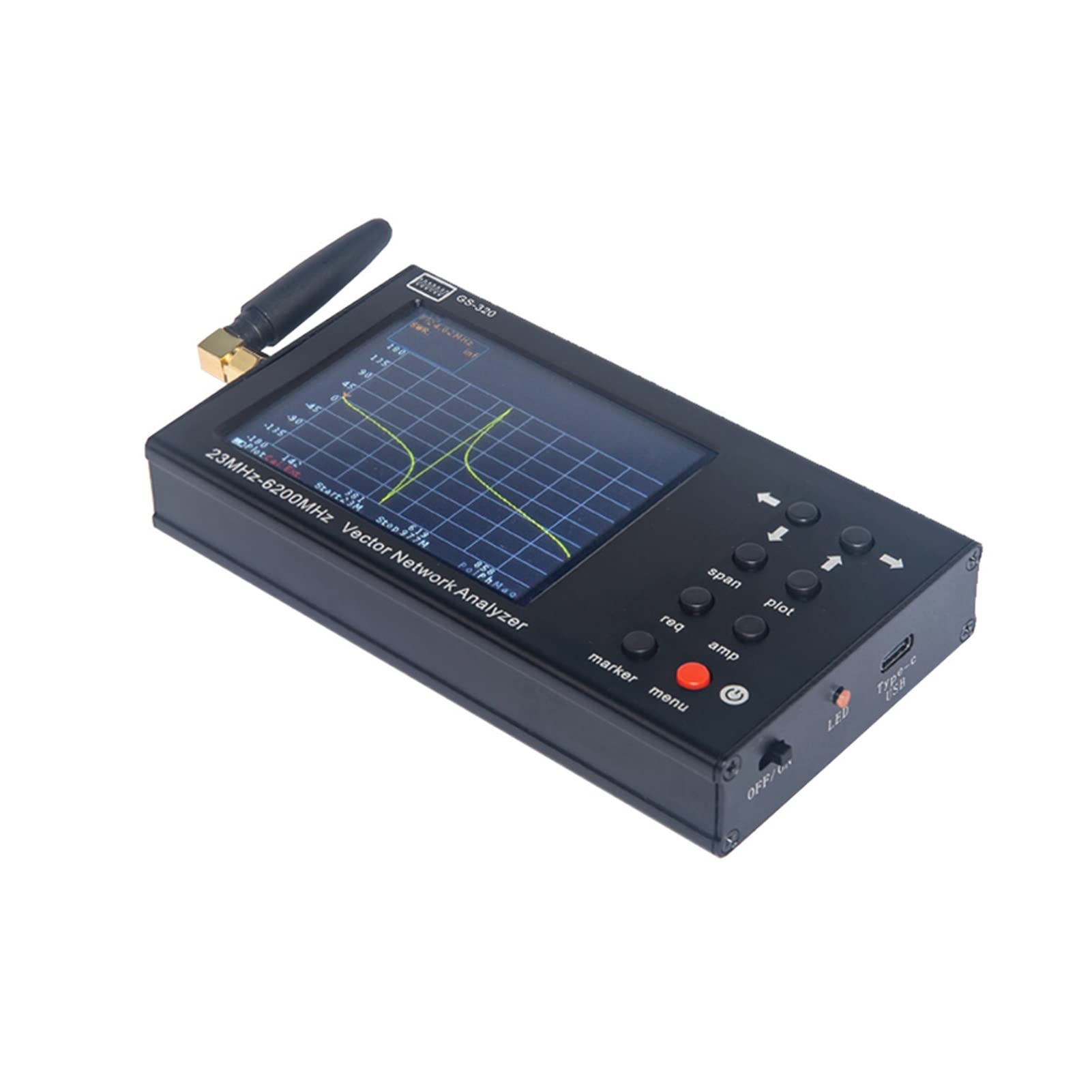 Analizador de Espectro, Analizador de red vectoriales de 3.2 pulgadas GS-320 Rango de frecuencia 23MHz-6200MHz Analizador de red de antena