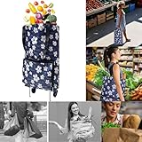 Folding shopping cart, supermarket trolley with two lightweight folding wheels, Oxford cloth bag reusable folding bag large capacity ultra-light handbag for home shopping(lily) - Image 7