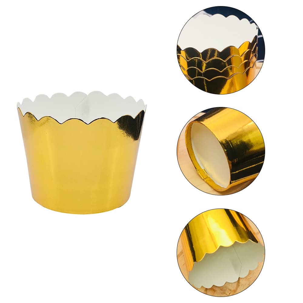 100 Pezzi Pirottini per Muffin, 49mm x 45mm Pirottini per Cupcake, Pirottini da Forno, Durevole, per Matrimoni, Feste di Compleanno, Anniversari, Fidanzamenti, Natale e Altri Eventi (D'oro)