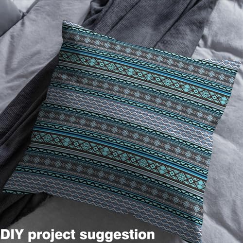 Homemissing Südwesten Polsterstoff für Stühle Geometrisch Streifen Linien Stoff Meterware 184x150cm Tribal Dekorative Wasserdichter Patchwork Stoffe Native Amerikanisch Design Blau Grün Stoffpaket