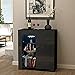 TUKAILAi, credenza moderna lucida/opaca con luci a LED, libreria, armadietto per sala da pranzo, soggiorno, cucina e ufficio, 1 anta, nero