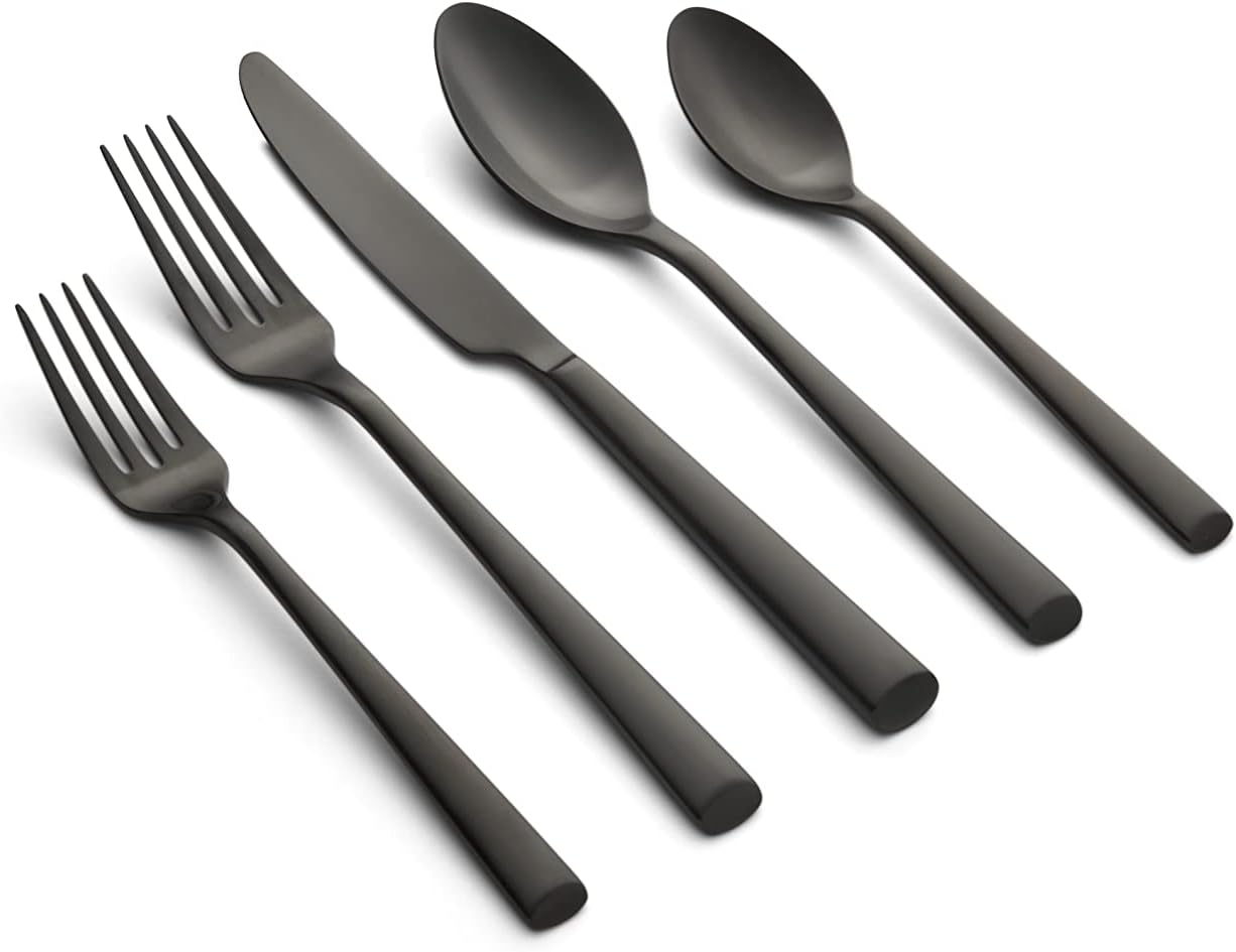 Silversmiths Gilda Black Satin 20-Piece Flatware Set, Service for 4