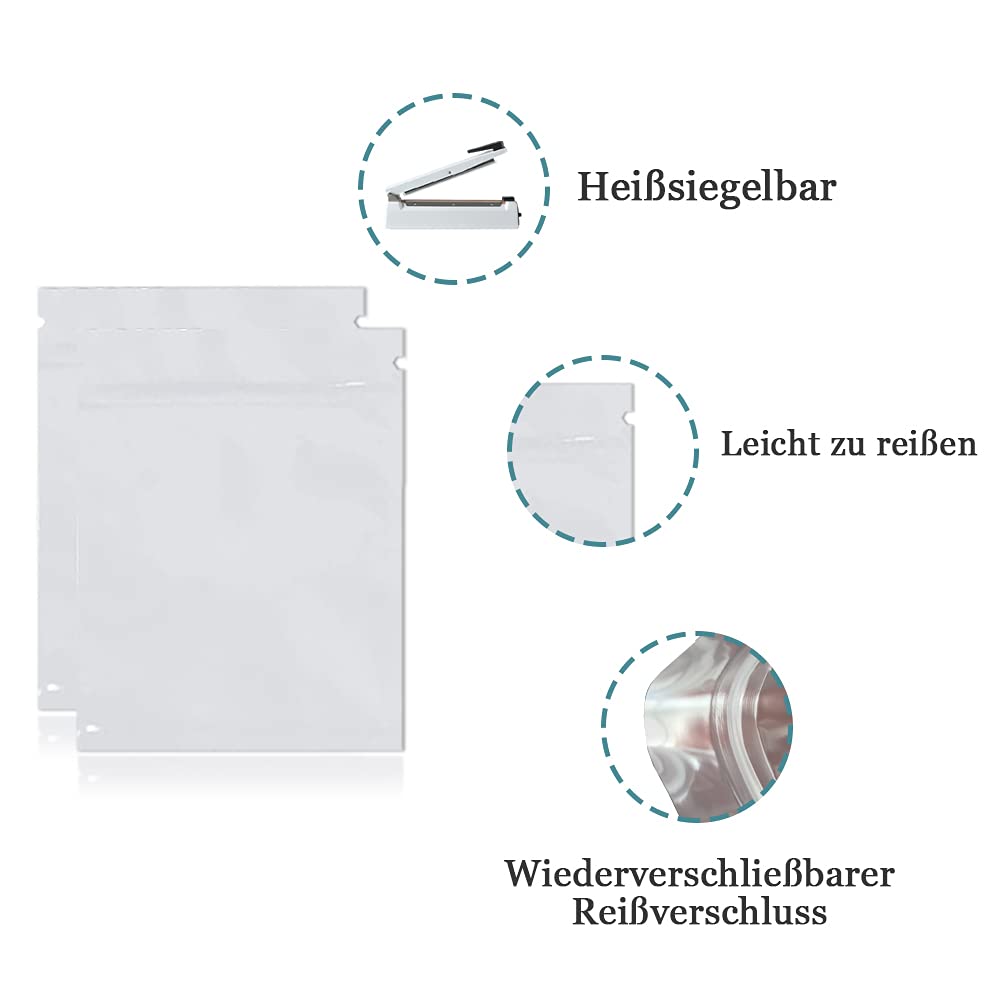 Wiederverschließbare Mylar-Beutel Mit Reißverschluss – Perfekt Für Kaffee, Tee, Nüsse & Mehr. Hitzeversiegelbar Und Luftdicht.