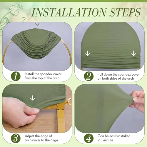 Image of Vitalcozy Set of 1 Arch Covers 6ft Green Spandex | Arch Covers Stretchy Backdrop for Wedding Baby Shower Birthday Photo Booth Decoration, Fits Arch Frame, Frame Not Included
