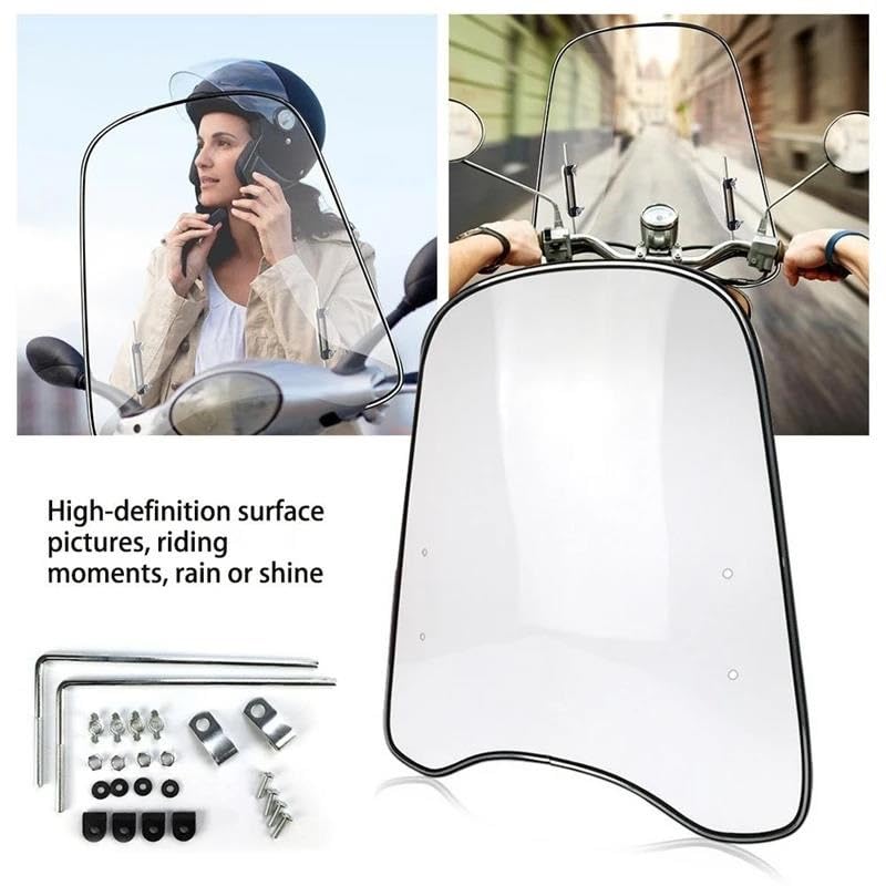 Deflettore Moto Parabrezza Universale per Moto, Spessore 2 mm, deflettore Trasparente, Protezione Antivento Trasparente Spoiler Parabrezza