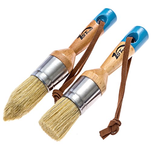 1st Place Chalked Finish Paint & Wax Hand Made Pure Bristle 2 Piece Brush Set