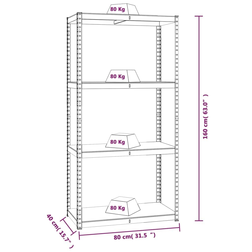 vidaXL Étagères à 4 Niveaux 3pcs Anthracite Acier et Bois d'ingénierie