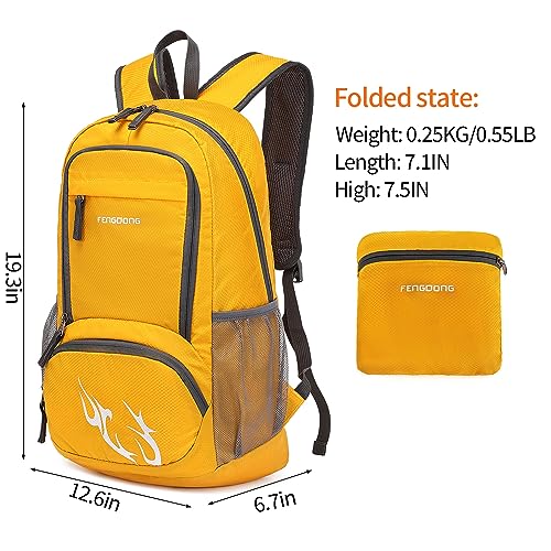 FENGDONG 35L Lightweight Foldable Waterproof Packable Travel Hiking Backpack Daypack for men women Yellow by FENGDONG - Image 2