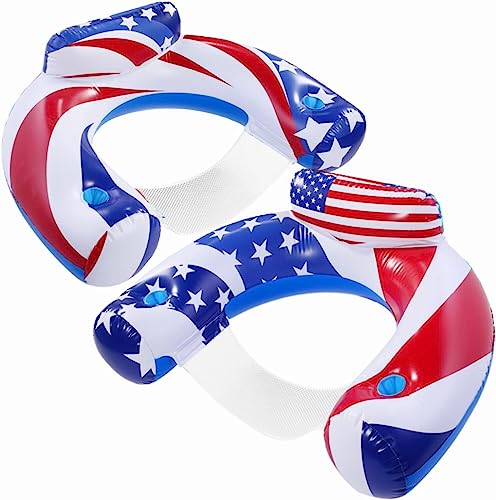 2 Pack Pool Float Chair Adult Size, Inflatable Floating Pool Chair for Adults with Cup Holders&Backrest - Water Pool Chair Floats Swimming Pool Floaties for Adults Beach Pool Party