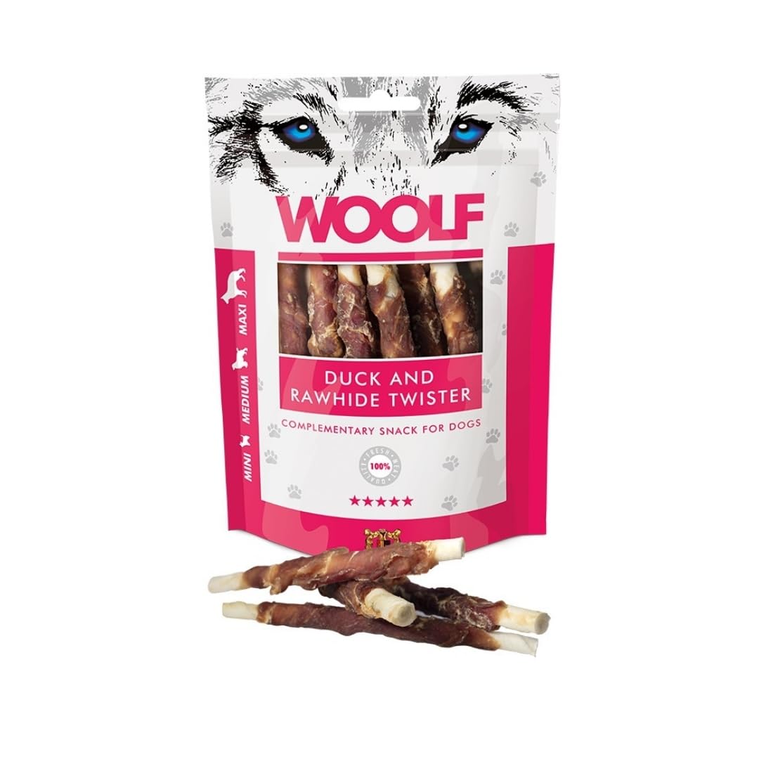 Snacks Naturales para Perros | Rollitos Masticables de Pato Sin Conservantes | Chuches para Perros Naturales | Premios Saludables | Dog Treats Woolf Ententwister | 100g