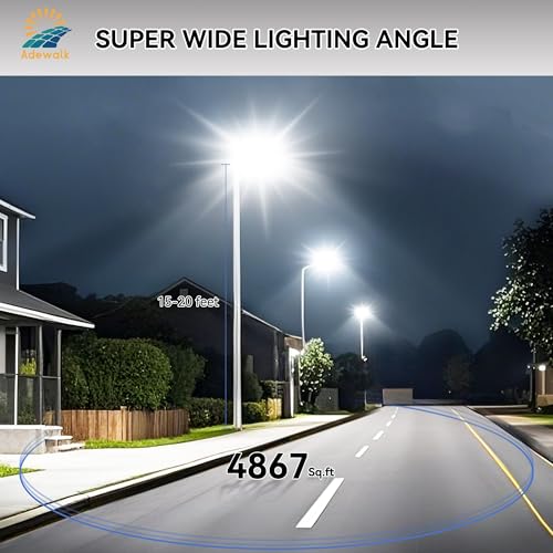 Image of 6000W Solar Street Lights Outdoor, 7000K Solar Light Outdoor LED Street Light Dusk to Dawn, LED Wide Angle Lamp with Motion Sensor and Remote Control, for Parking Lot, Yard, 2 Pack
