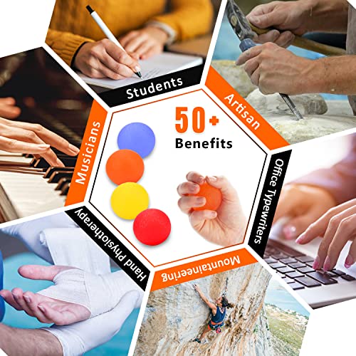 4Pcs-Stress-Balls-for-Adults-Kids-4-Resistance-Level-Yellow-Orange-Blue-Red-Exercise-Ball-Grip-Strengthener-for-Muscle-Focus-Improvement--Strength-Training-Equipment-stress-Balls-Gift-Pack
