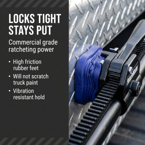 Image of HitchMate Cargo Stabilizer Bar Full Size 59 inch to 73 inch with StabiLoad Divider Bar and Cargo Net
