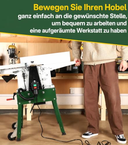 QD-KYOHO PT260A Hobelmaschine, Abricht- & Dickenhobelmaschine, 2200 W, 260 mm Hobelbreite, 160 mm Durchlasshöhe, 6500 U/min, 3 mm Spanabnahme, Abrichtanschlag, kompakt & mobil
