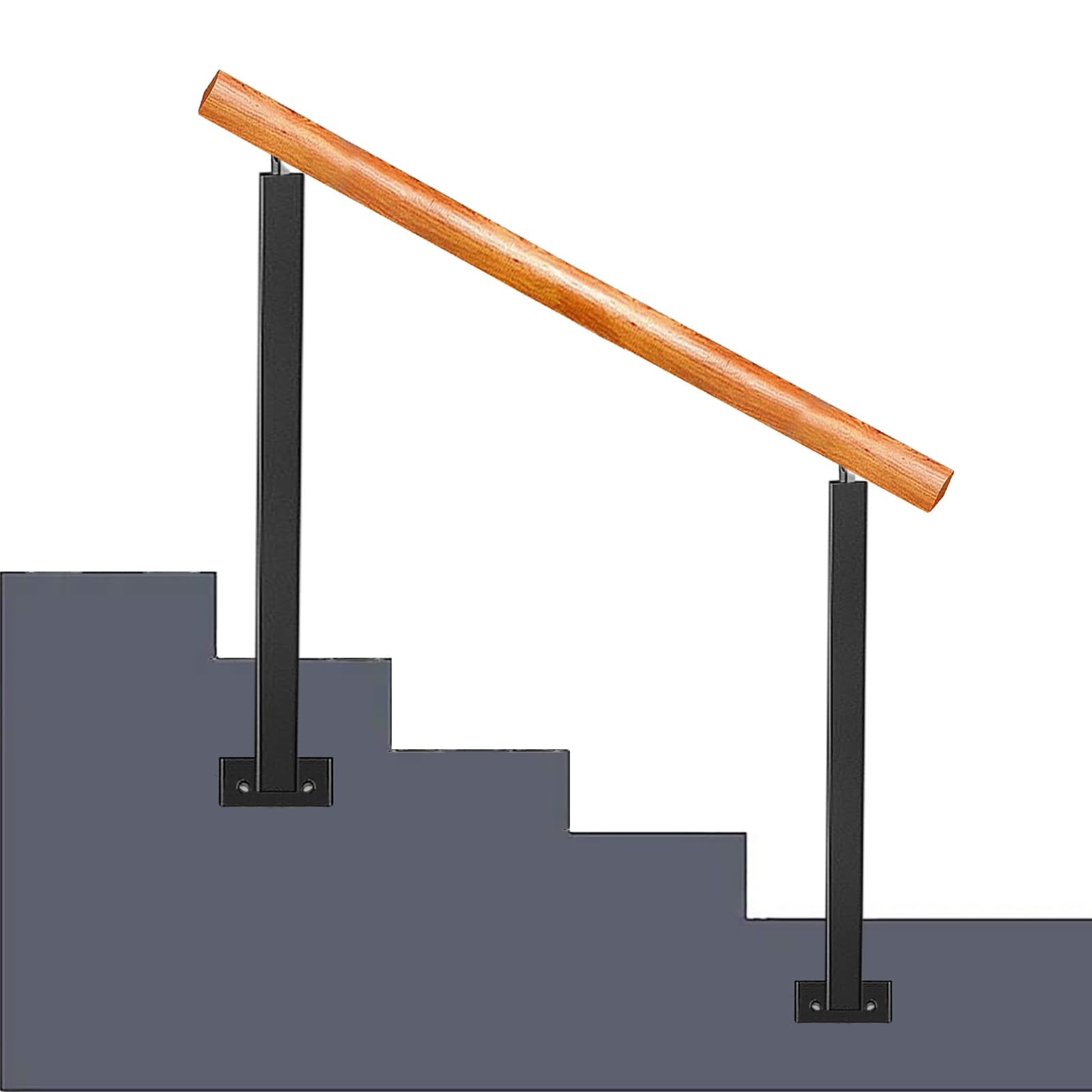 Rampe d'escalier pour 1 à 4 marches en bois avec poteaux pour porche