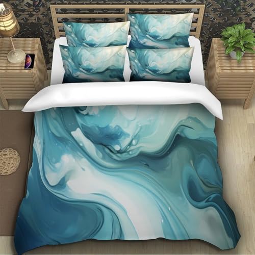 Housse de Couette 3D Parure de Lit King 220x240cm Effet Abstrait Fluid - 5
