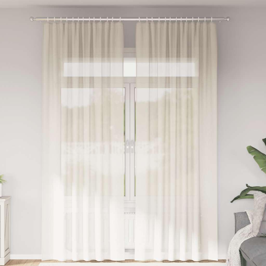 Rideaux occultants en voile passe-tringle crème salon et chambre