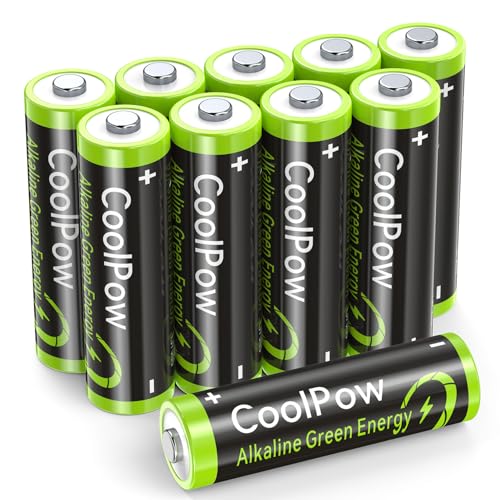Coolpow PowerPro1.5V Alkaline Double A Batteries【10 Pack】,Long-Lasting Alkaline AA Battery