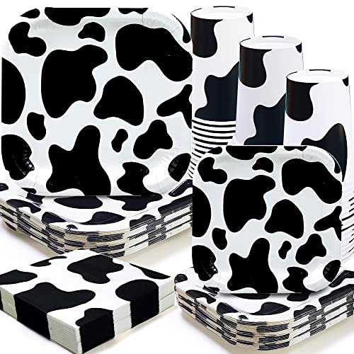 Cow Birthday Decorations Tableware Cow Print Party Supplies Include Dinner Plates Dessert Plate Cups Napkins Cow Print Theme