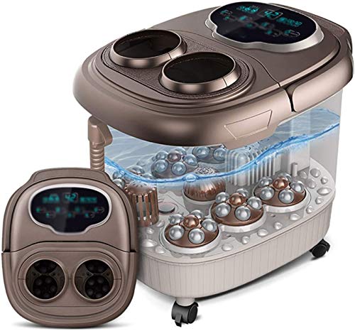 Masajeador para pies y bañera, con rodillos motorizados, masaje shiatsu, ducha, calor, luz roja, control de temperatura, temporizador, pantalla LED y tubo de drenaje para alivio del estrés en los pies miniatura 1
