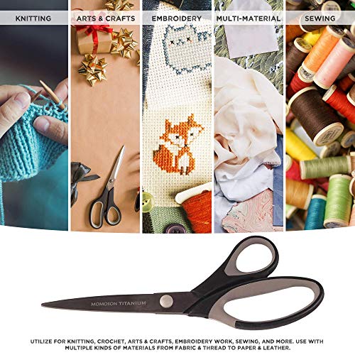 Bamboomn Titanium Softgrip Scissors Set For Sewing, Arts, Crafts, Office - 1 Set Of 3 - Black W/Grey Inlays #TOP6