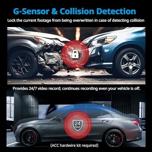 Image of HP 4K Dash Cam with Front and Rear Camera, Built-in WiFi & GPS, Night Vision, 1.5 LCD Monitor, Support Accident Recording, Built-in 64GB SD Card