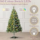 Christow Pre-Lit Artificial Christmas Tree 5ft with Dual-Colour LED Lights (Switch from Warm White to Multi-Coloured, Aspen Spruce, Bushy PVC Tips, 11 Modes – Colour Changing, Timer, 97cm Diameter - Image 2