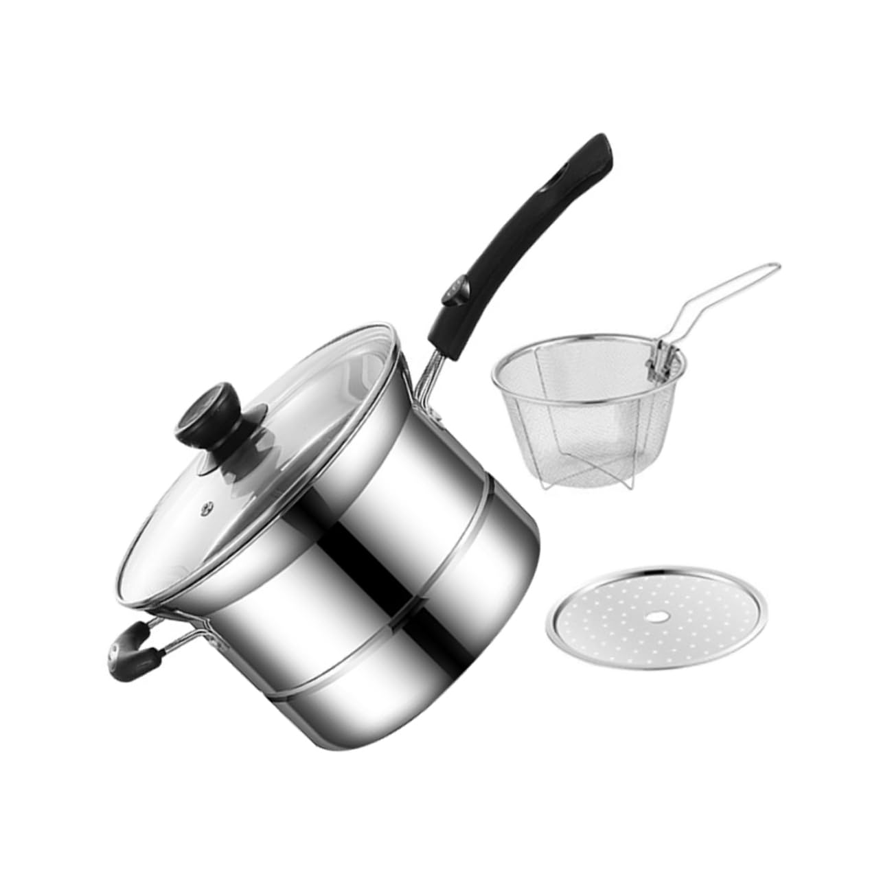 Deep Fryers Cooking Pot with Strainer Soup Pot Frying Pot Deep Frying Pan Steamer Pot Saucepan Small Soup Saucepan