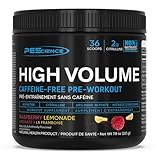 PEScience High Volume Stim-Free Pre-Workout Pump Powder, Caffeine-Free with L-Citrulline & L-Arginine Nitrate, Non-Stim Preworkout for Men and Women - Raspberry Lemonade, 36 Scoops