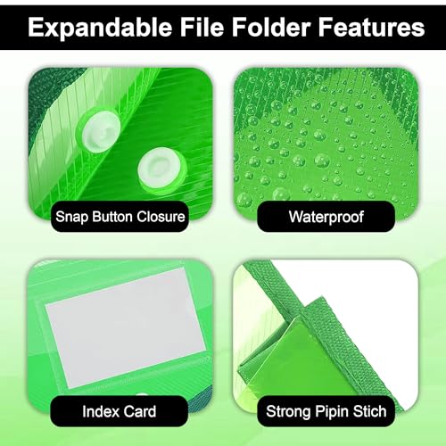 Image of GLUN Pack 5 File Folder A4 Bag Multicolour Cover with Strong Stitch with Handle, Documents File Storage Bag with Snap Button