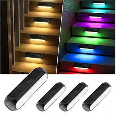 AMAZON - Ahaorigin Solar Outdoor Lights for Deck 4 Pack, Upgraded RGB Solar Fence Lights with Color Changing & Warm White Mode, Waterproof LED Solar Powered Lights for Yard, Wall, Stairs, Pool and Step Decor