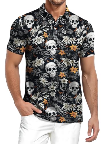 Camisas Halloween para Hombre Polo con diseño divertido de horror hawaiano | Casual, secado rápido, control de humedad, tops para golf miniatura 1