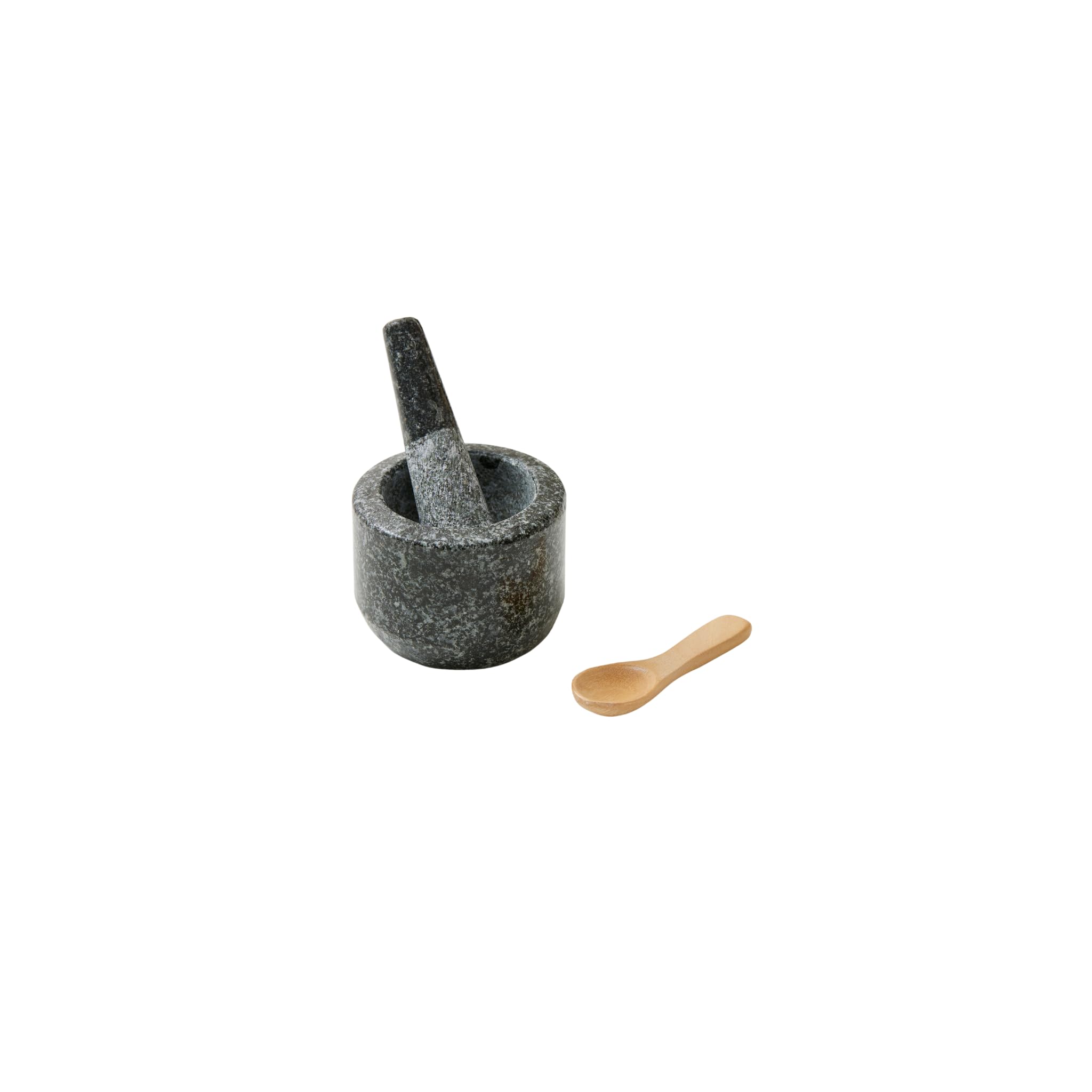 Dakorn Tiny Mortar and Pestle Set with Wooden Spoon, 2 Inch, Small, Compact, Mini, Grinding and Crushing Tiny Amounts of Herbs, Spices, 100% Granite with Unpolished Inside, Creative Gift, Giftable