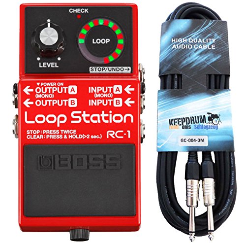 Funzione Undo / Redo Boss RC-1 Loop Station - Pedale Looper + cavo Keepdrum per chitarra, 3 m