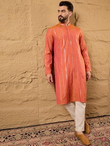 Image of Men's Embroidered Solid Calf Length Kurtas | Men | Kurtas for Mens | Straight Fit Kurta for Men's