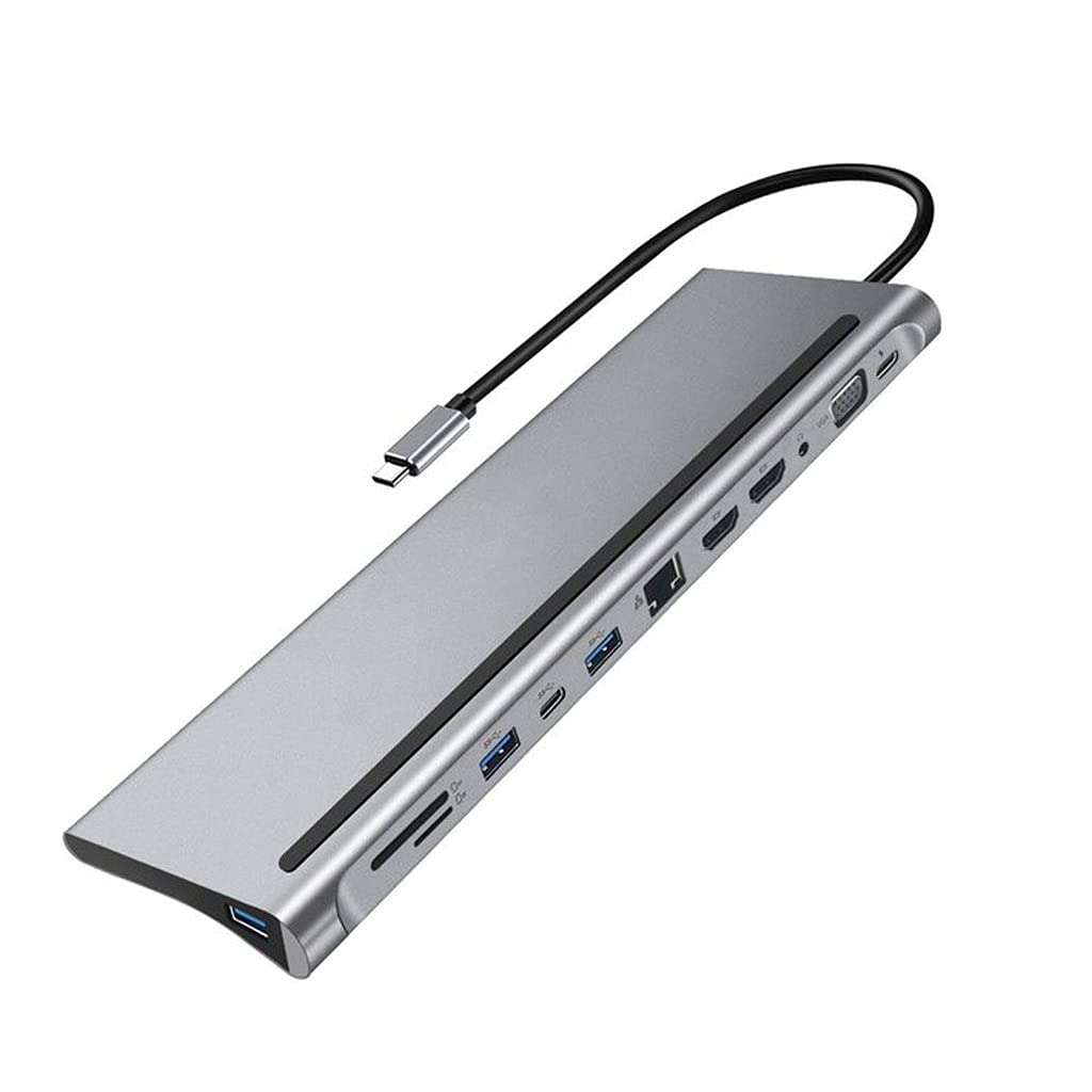 USB Hub 12-in-1 Fast USB Type C Hub for Dual 4K Docking Station Dual RJ45 Pd USB 2