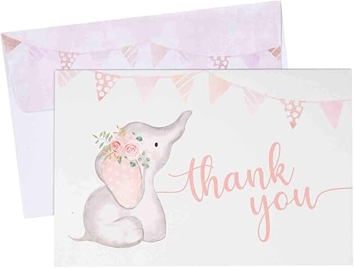 GSM Brands Tarjetas de agradecimiento para baby shower con tema de niña, 20 tarjetas con sobres (4 x 6 pulgadas) GSM Brands Tarjetas de agradecimiento para baby shower con tema de niña, 20 tarjetas con sobres (4 x 6 pulgadas)