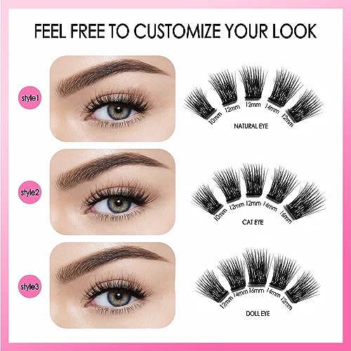 PURELEOR Individual Cluster Lashes DIY Lash Extensions Kit with Bond Seal Tweezers Remover Set, black, 4 count (Pack of 1) - Image 3