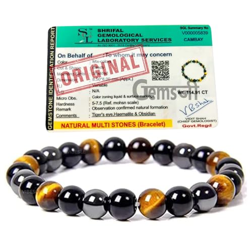 Image of Original Triple Protection Bracelet | Crystal Braselet - Black Obsidian, Hematite & Tiger Eye - Evil Eye, Protect, Adjustable Natural Stone Bracelet for Grounding & Positive Energy - Handmade Spiritual Jewelry