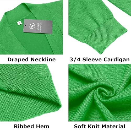 Image of URRU Women's Classic 3 /4 Sleeve Open Front Cropped Cardigan Sweater Lightweight Knit Short Shrugs