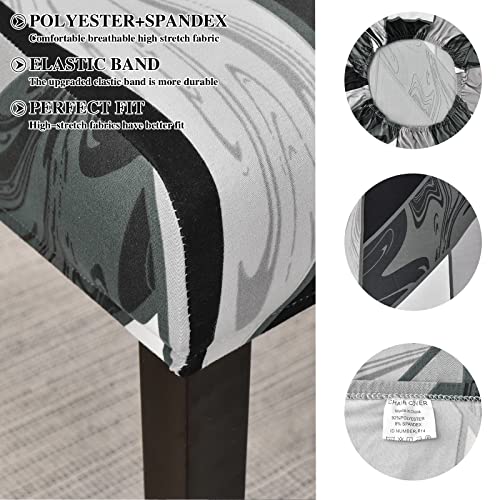 Jaotto Coprisedia Elasticizzati con Schienale 6 Pezzi, Fodere Coprisedie Universale per Sala da Pranzo Cucina, Moderno Coprisedia Lavabile Estraibile, Coperture per Sedie(Geometria Nera,6 Pezzi)