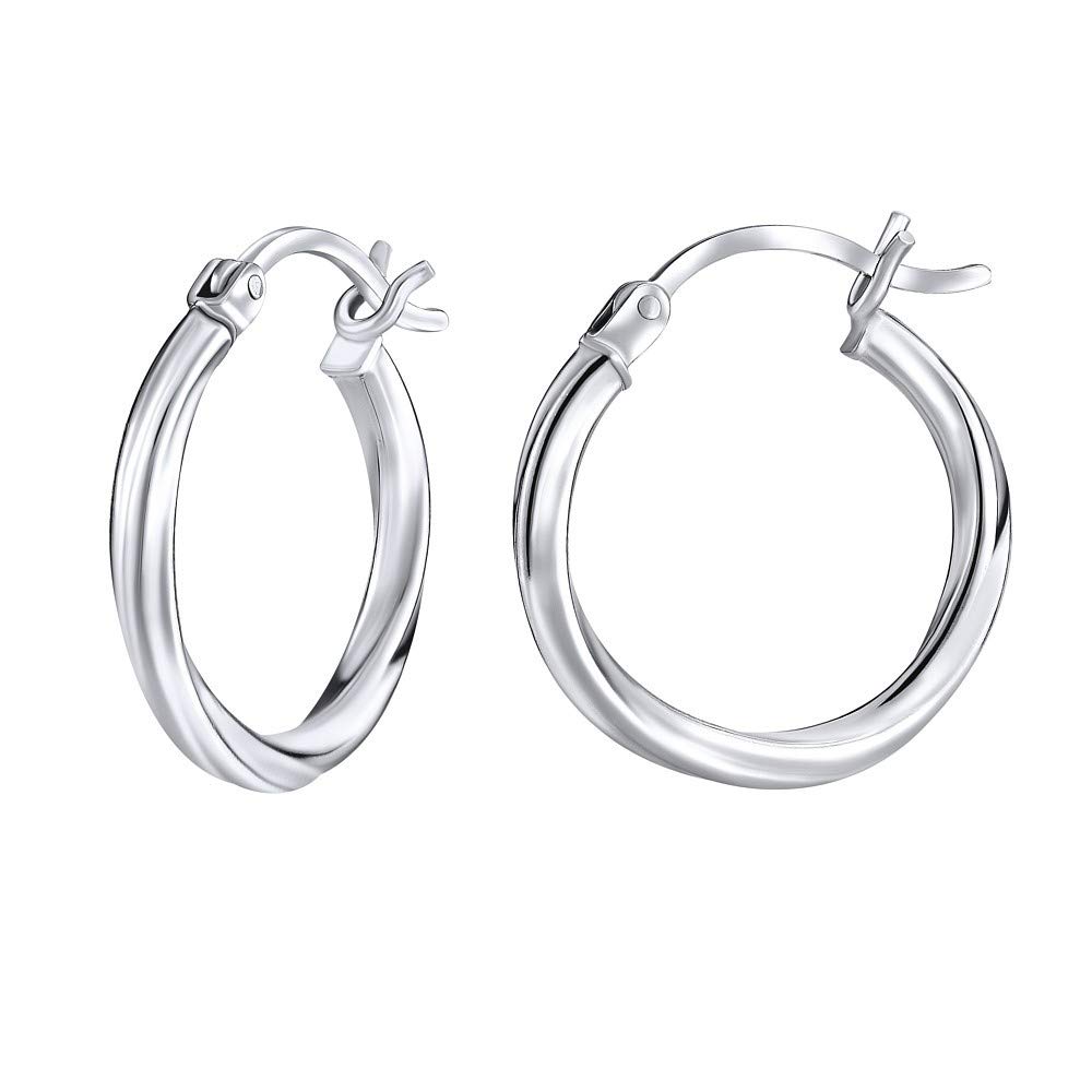 SILVEGO Orecchini A Cerchio Intrecciato In Argento 925 Rodiati - Diametro 3 Cm, Regalo In Scatolina