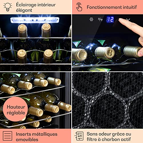 Klarstein Cave a Vin sur Pieds, Caves à Vin de 74L avec une Porte en Verre, Cave a Vins à Zone Unique, Bar Intérieur/Extérieur, Frigo vin, Cave a Vin de Vieillissement, Petite Cave à Vin 28 Bouteilles – Image 6
