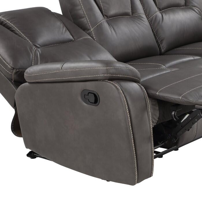 Image of Torque - Alfex 3 Seater Leatherette Manual Recliner | Recliner Sofa /Chair for Living Room, Bedroom, Office | 1 Year Warranty - Grey