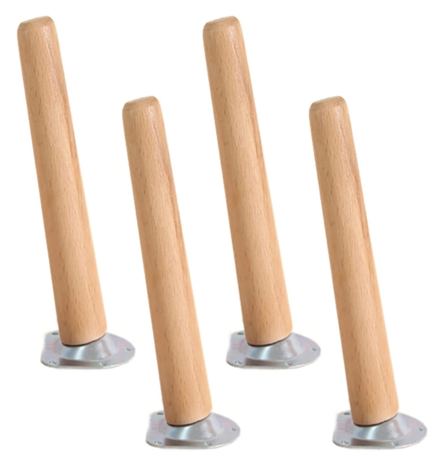 4-delige tafelpoten van hout, schuine meubelpoten, beuken bankpoten, vervangende meubelpoten voor kasten, eettafels, bureaus, met schroeven en montageplaten, houten