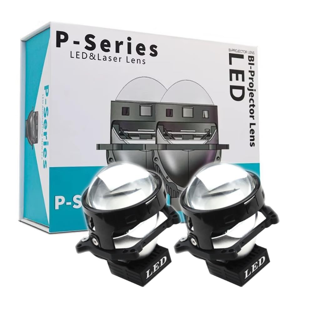 Générique 2 Projecteurs Bi-LED 12V 50W/60W 3 Pouces 8000lm Conversion de Phares Feux de Route Feux de Croisement Lentilles de Projecteur LED