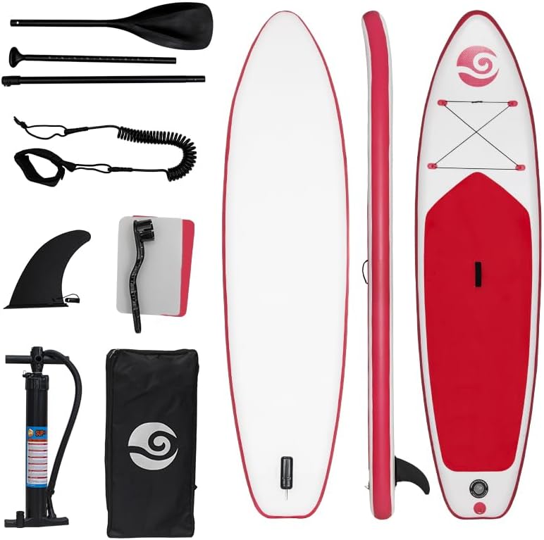 10'6"×32" Wide Inflatable Stand Up Paddle Board Fishing Paddle Board Yoga Board with Durable SUP Accessories & Carry Bag 2 Person Non-Slip Comfort Deck for Youth & Adults
